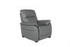 Steel Grey Leather Armchair with Padded Armrest