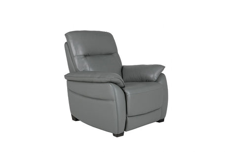 Steel Grey Leather Armchair with Padded Armrest
