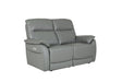 Steel Grey Leather 2 Seater Electric Recliner Sofa