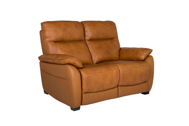 Tan Leather 2 Seater Standard Back Sofa
