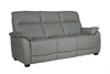Steel Grey Leather 3 Seater Standard Back Sofa