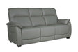 Steel Grey Leather 3 Seater Standard Back Sofa