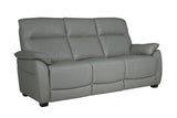 Steel Grey Leather 3 Seater Standard Back Sofa