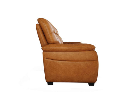 Tan Leather Standard Back 3 Seater Sofa with Padded Armrest