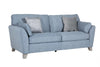 Blue Fabric 3 Seater Standard Back Sofa with Scatter Cushions