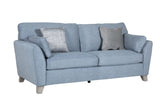 Blue Fabric 3 Seater Standard Back Sofa with Scatter Cushions