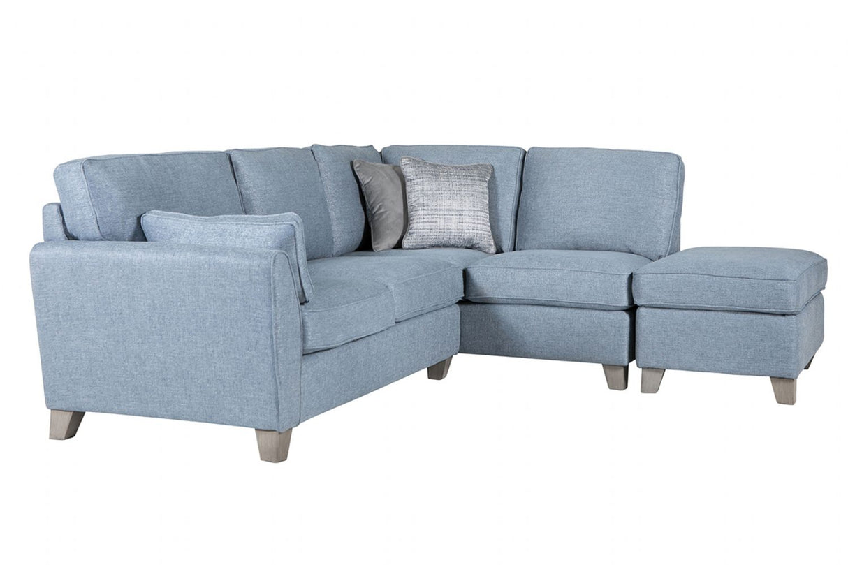 Blue Fabric RHF L Shaped Corner Group Sofa