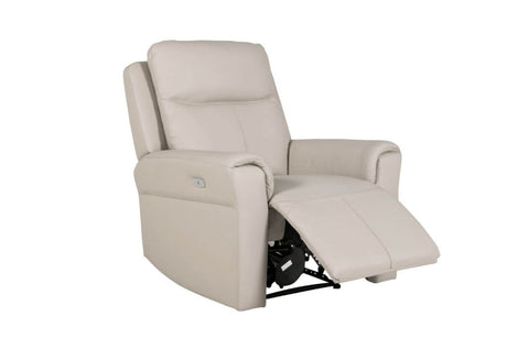 Stone Leather Electric Recliner with Padded Armrest
