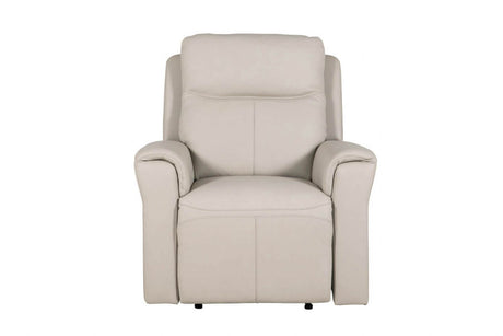 Stone Leather Electric Recliner with Padded Armrest