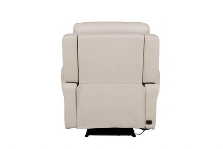 Stone Leather Electric Recliner with Padded Armrest