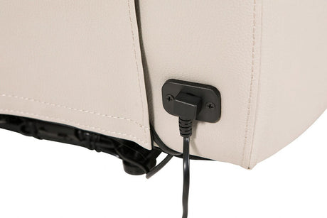 Stone Leather Electric Recliner with Padded Armrest