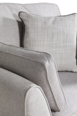 Light Grey Fabric Upholstered 3 Seater Sofa and Limed Oak Legs