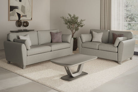 Light Grey Fabric 2 Seater Standard Back Sofa