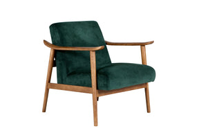 Green Chenille Fabric Accent Chair Rubberwood Framed