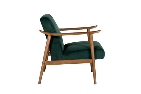 Green Chenille Fabric Accent Chair Rubberwood Framed