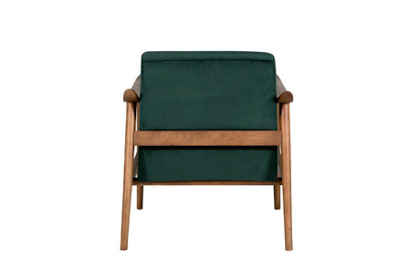 Green Chenille Fabric Accent Chair Rubberwood Framed