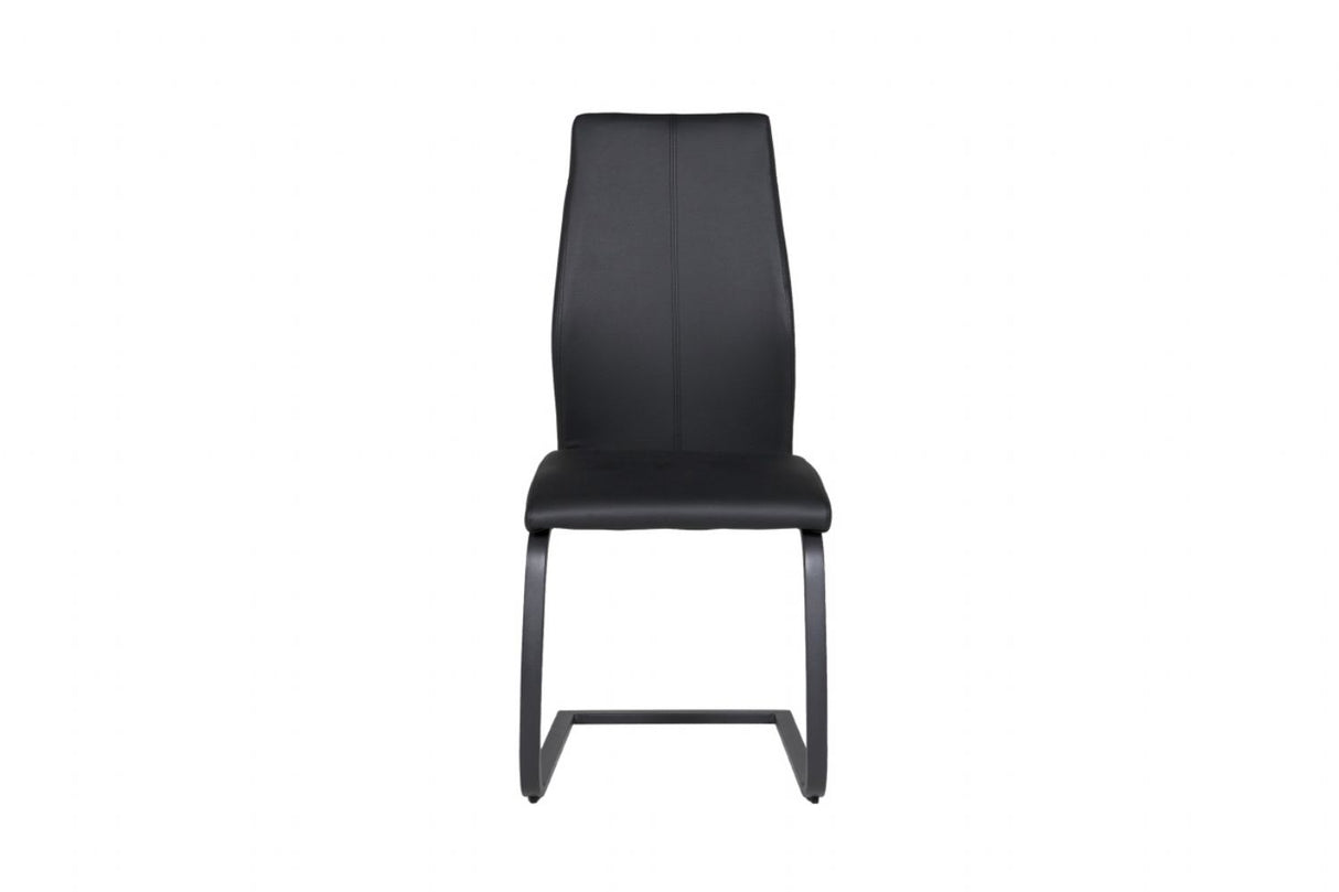 Black Faux Leather Upholstered Cantilever Dining Chair