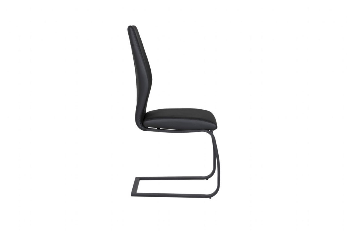 Black Faux Leather Upholstered Cantilever Dining Chair