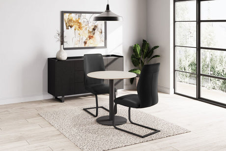Black Faux Leather Upholstered Cantilever Dining Chair