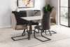 Putty Grey Leather Dining Chair Black Cantilever Metal Legs
