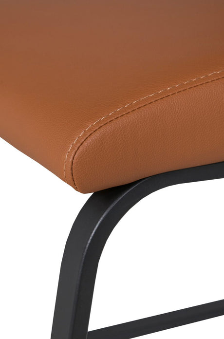Tan Brown Leather Dining Chair Black Cantilever Metal Legs
