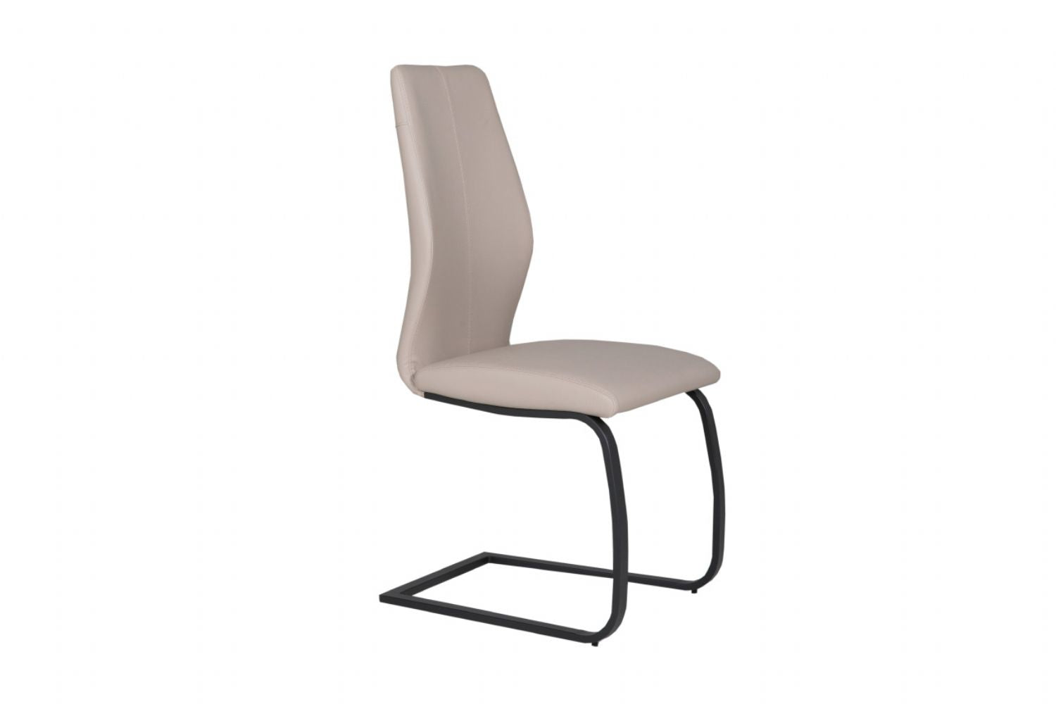 Taupe Faux Leather Upholstered Dining Chair with Black Cantilever Base