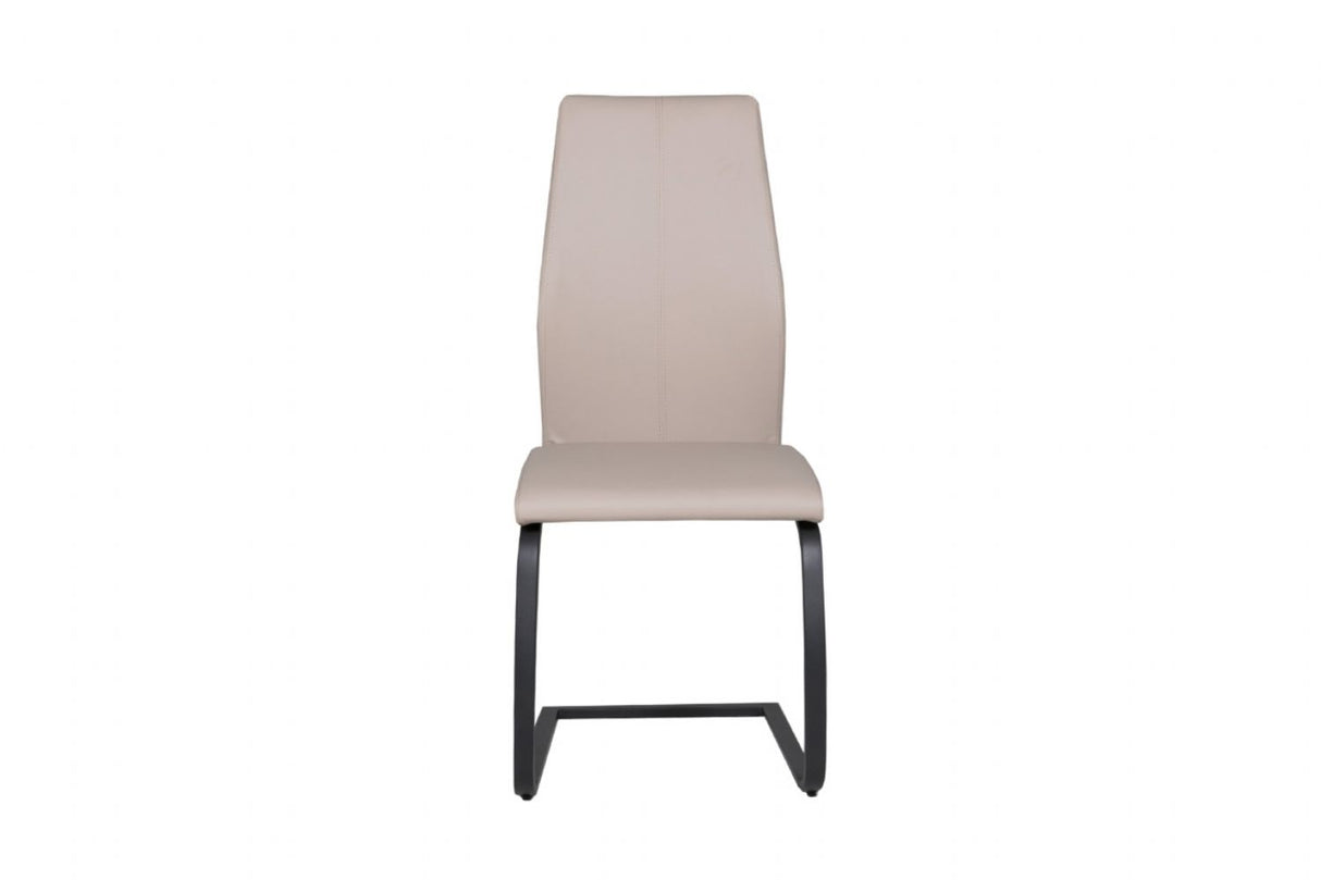 Taupe Faux Leather Upholstered Dining Chair with Black Cantilever Base