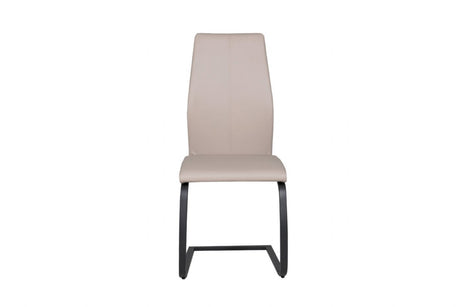 Taupe Faux Leather Upholstered Dining Chair with Black Cantilever Base