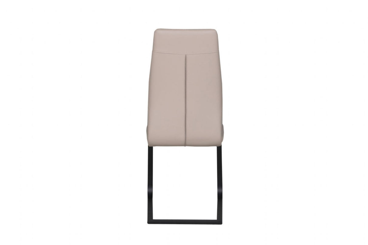 Taupe Faux Leather Upholstered Dining Chair with Black Cantilever Base