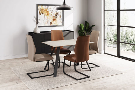 Taupe Faux Leather Upholstered Dining Chair Cantilever Base