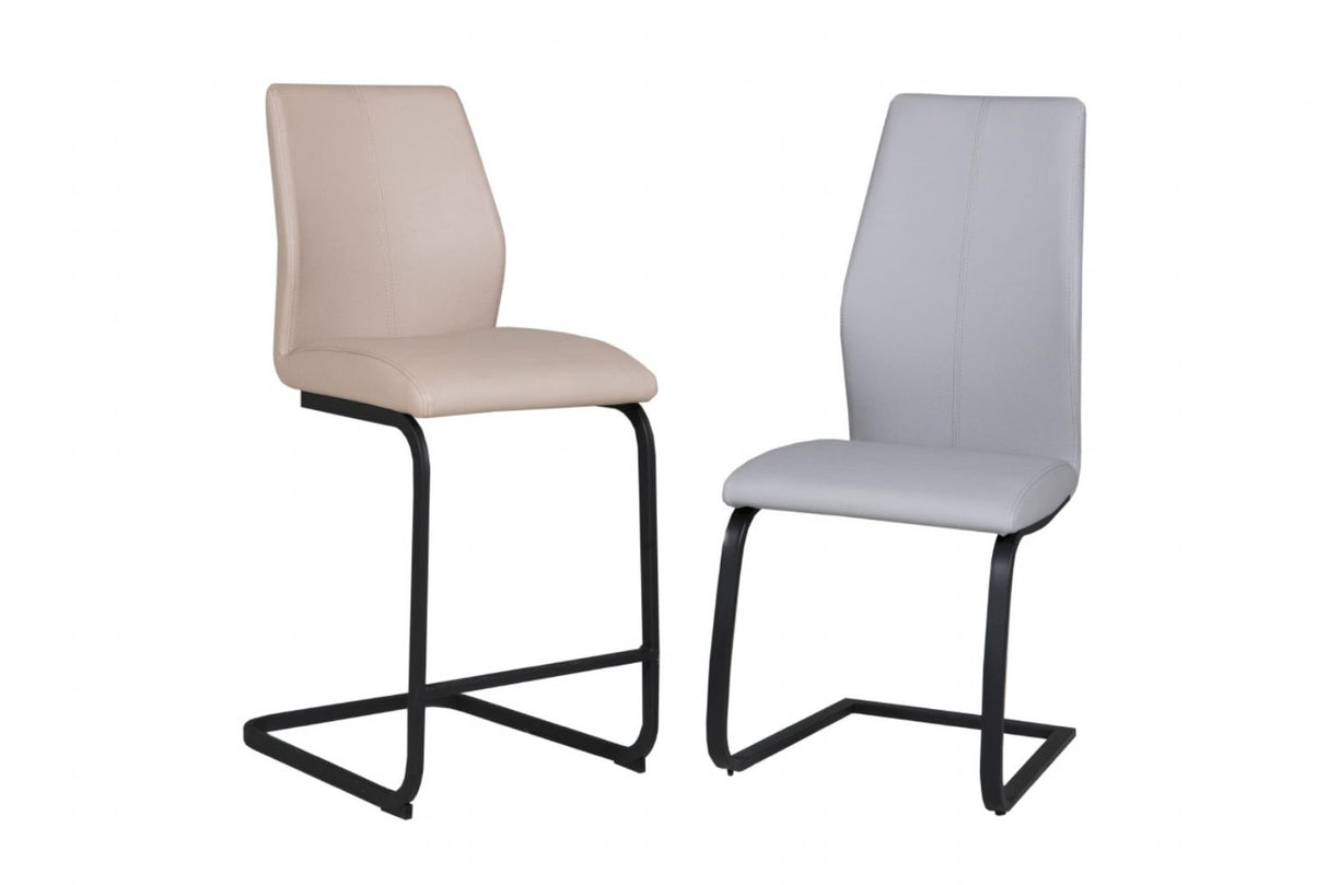 Taupe Faux Leather Counter Cantilever Kitchen Bar Stool