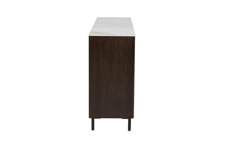 Brown Walnut Large 3 Door Sideboard with Sintered Stone Top