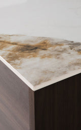 Brown Walnut Large 3 Door Sideboard with Sintered Stone Top