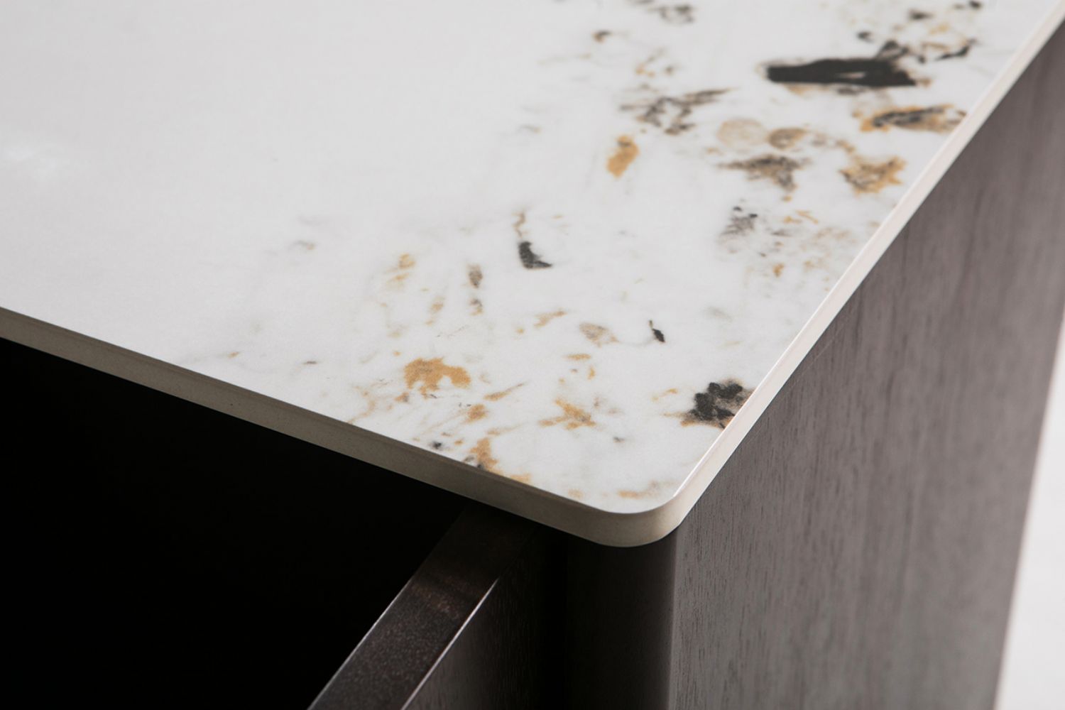 Brown Walnut Large 3 Door Sideboard with Sintered Stone Top