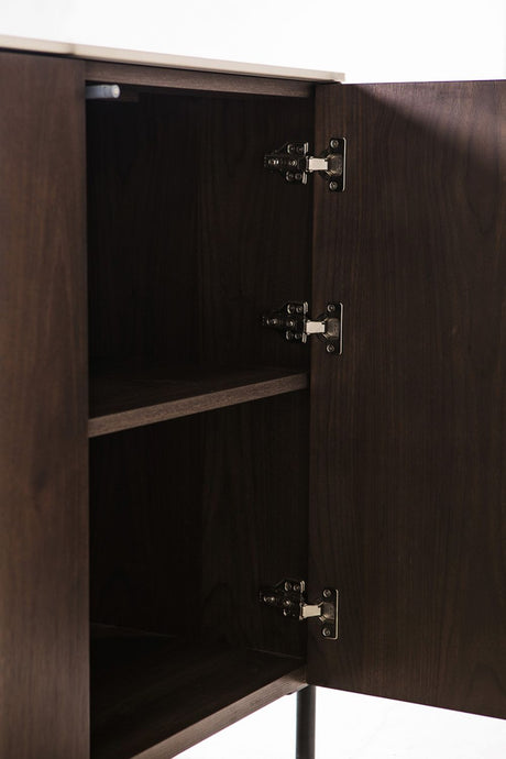Brown Walnut Large 3 Door Sideboard with Sintered Stone Top