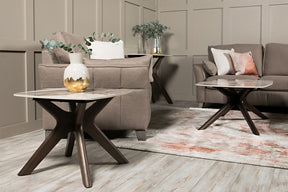 Walnut Square Lamp Table Ceramic Effect Top