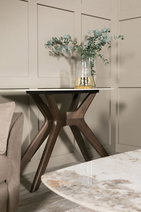 Brown Wooden Console Table Sintered Stone Top