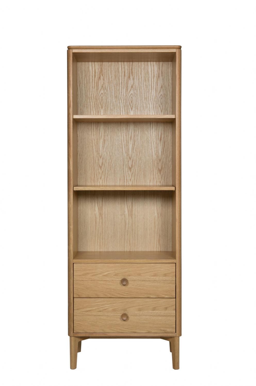 Modern Natural Oak 2 Drawer 3 Shelf Open Storage Unit