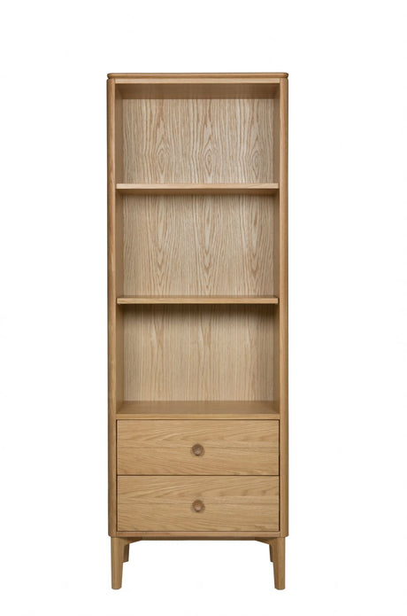 Modern Natural Oak 2 Drawer 3 Shelf Open Storage Unit