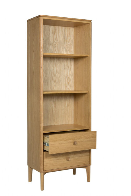 Modern Natural Oak 2 Drawer 3 Shelf Open Storage Unit
