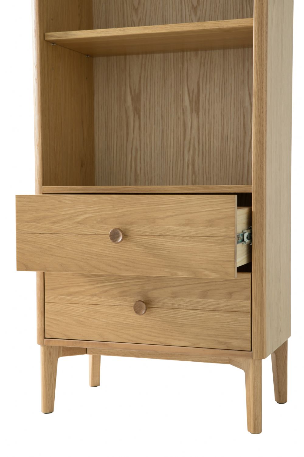 Modern Natural Oak 2 Drawer 3 Shelf Open Storage Unit