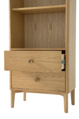 Modern Natural Oak 2 Drawer 3 Shelf Open Storage Unit