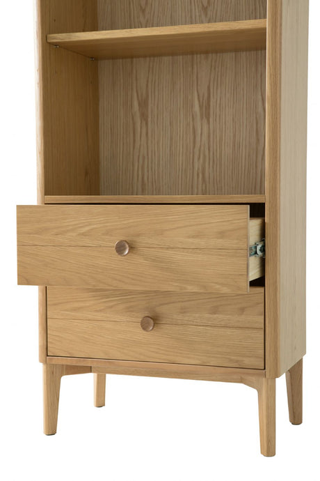 Modern Natural Oak 2 Drawer 3 Shelf Open Storage Unit