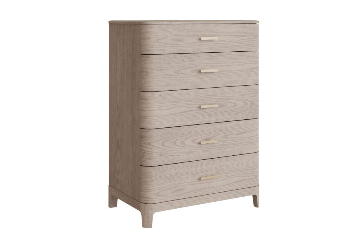 Cream Wooden Tall Chest of 5 Drawers