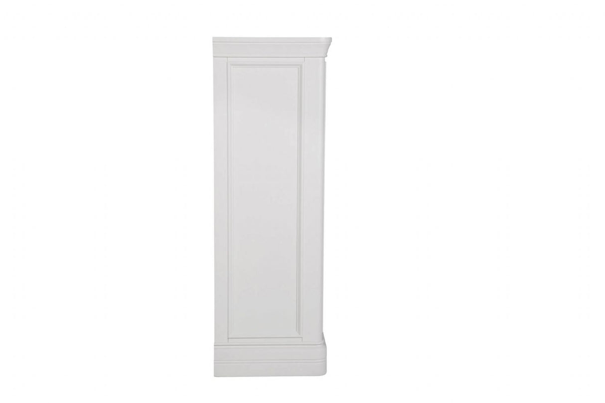 White Decorative Moulding Tall 5 Drawer Chest with Silver Handles