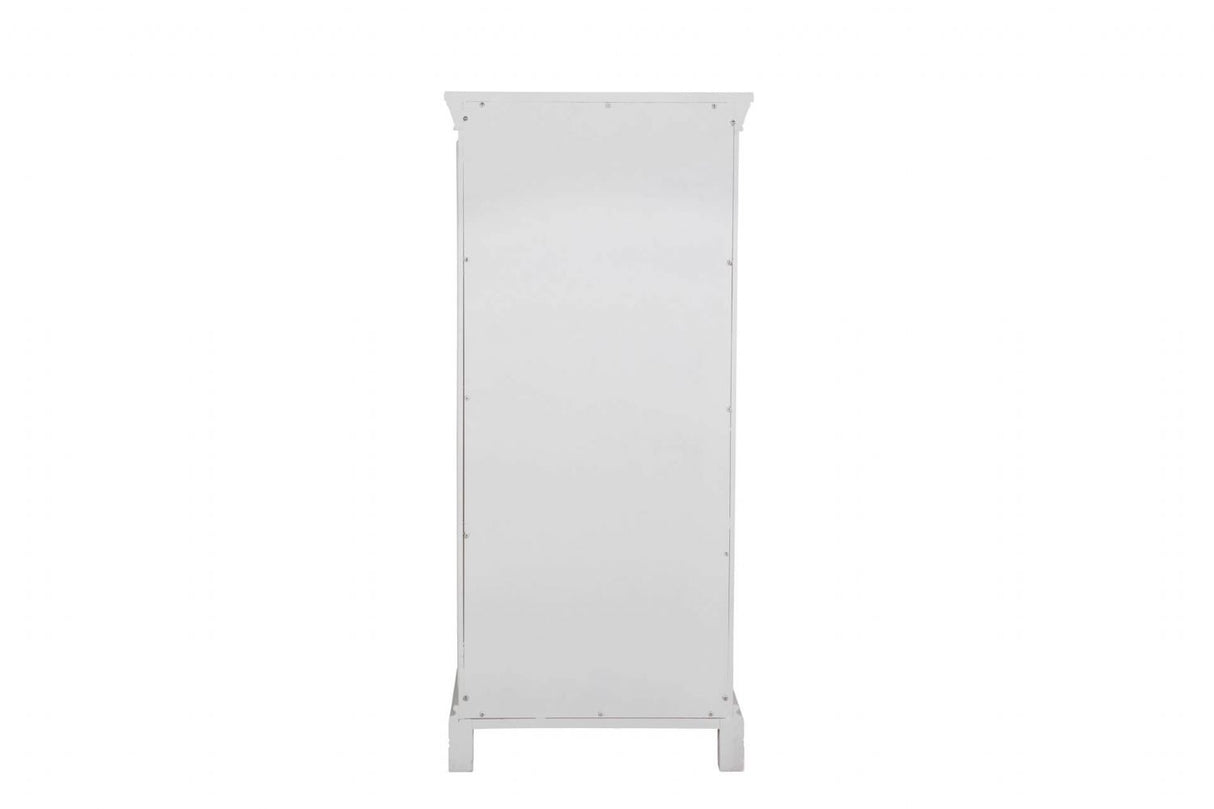 White Decorative Moulding Tall 5 Drawer Chest with Silver Handles