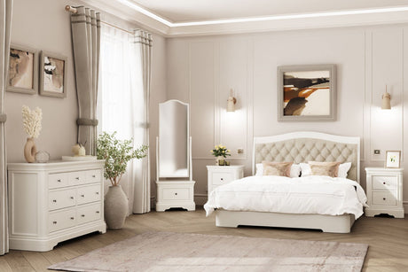 Bone White Wooden Dressing Chest of 7 Drawers