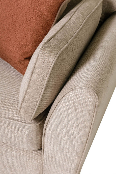 Biscuit Fabric 3 Seater Standard Back Sofa