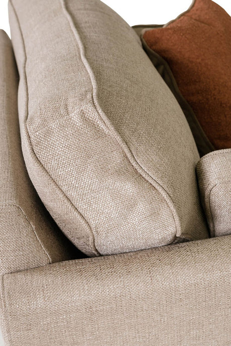 Taupe Fabric Upholstered 2 Seater Sofa and Limed Oak Legs