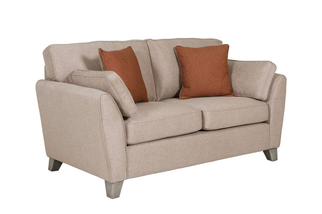 Taupe Fabric Upholstered 2 Seater Sofa and Limed Oak Legs